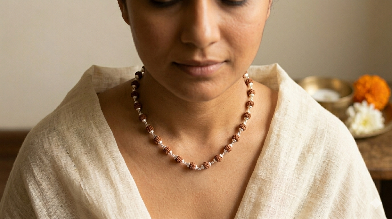 Silver Cap Rudraksh Mala