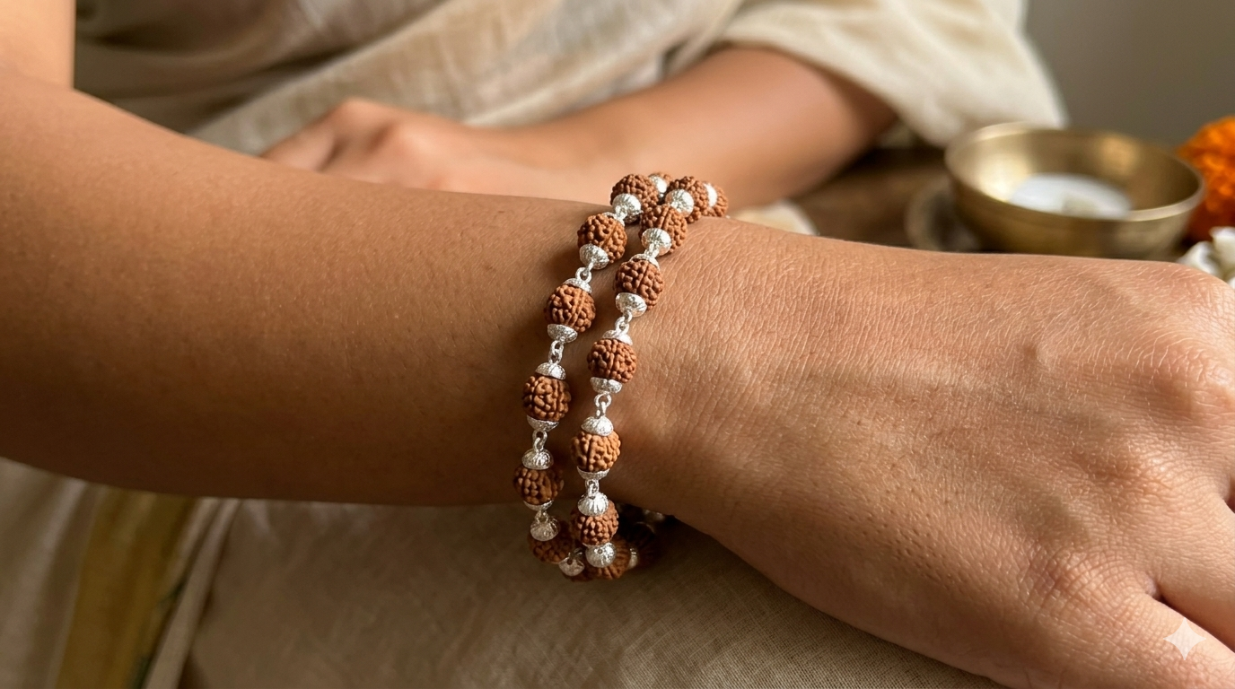 Silver Cap Rudraksh Mala