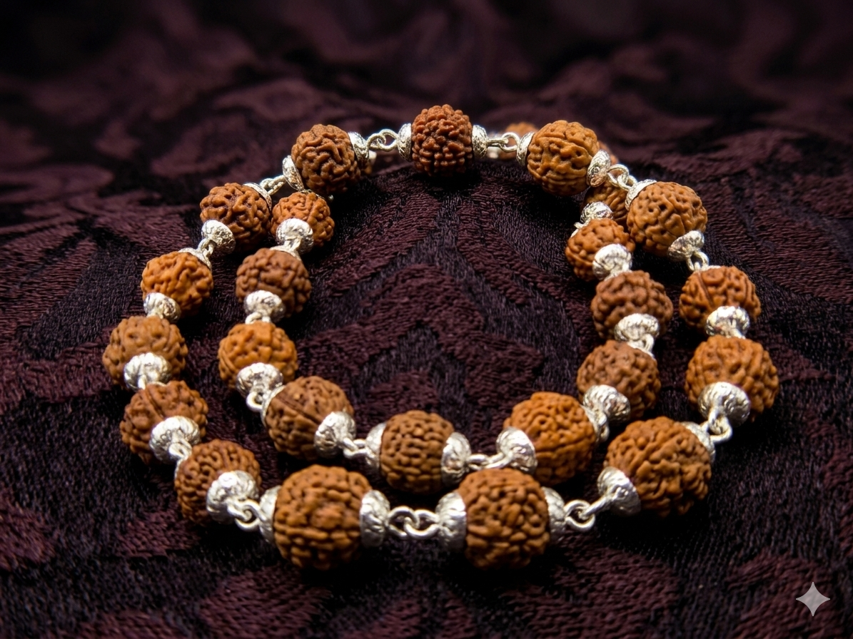 Silver Cap Rudraksh Mala