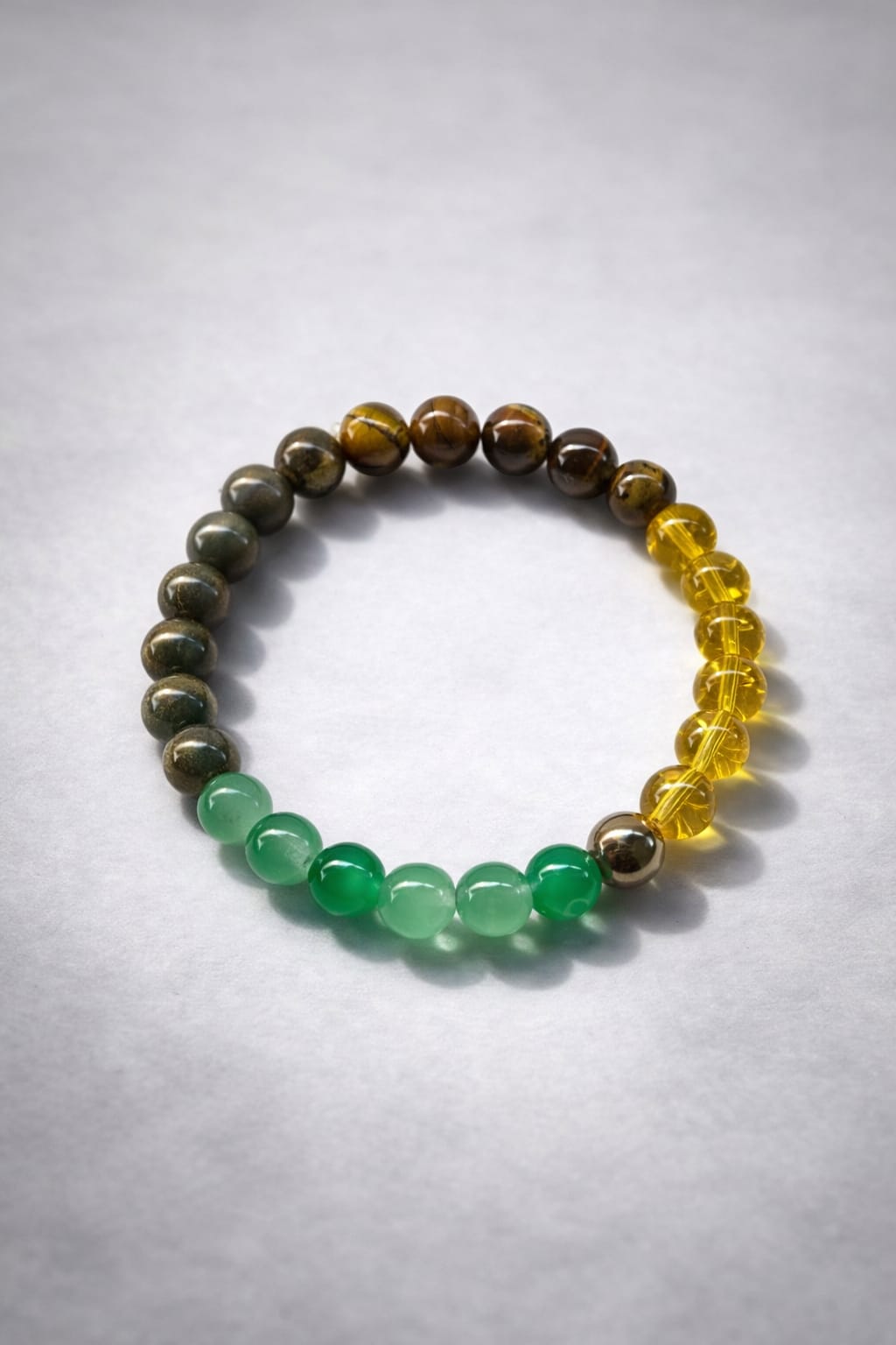 Vrinda Wealth & Protection Bracelet – Tiger Eye, Green Aventurine & Citrine