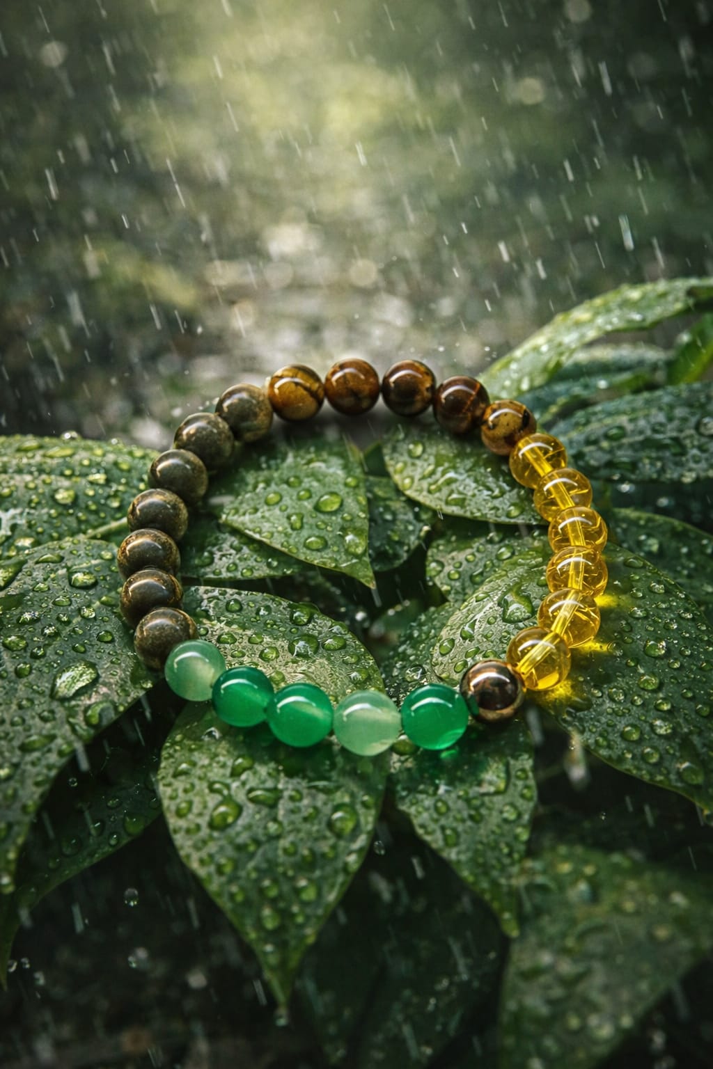 Vrinda Wealth & Protection Bracelet – Tiger Eye, Green Aventurine & Citrine