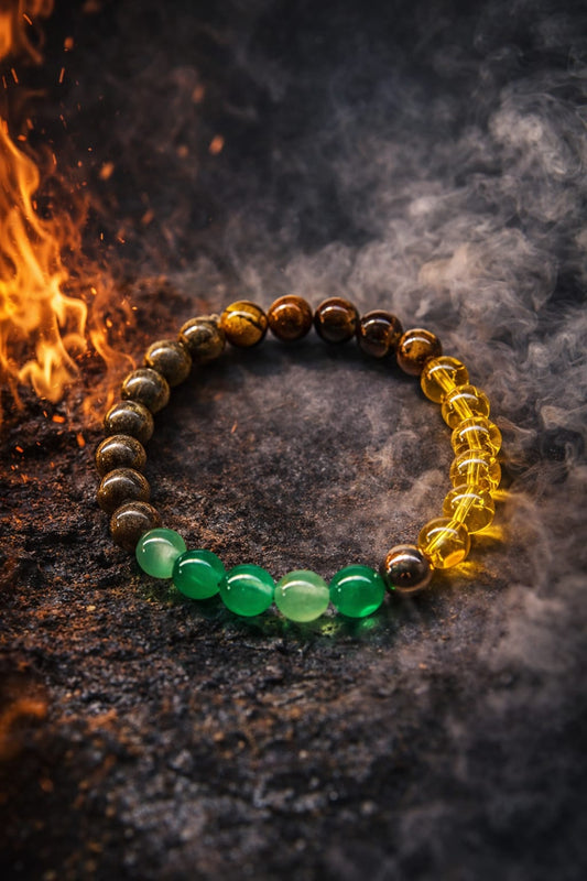 Vrinda Wealth & Protection Bracelet – Tiger Eye, Green Aventurine & Citrine