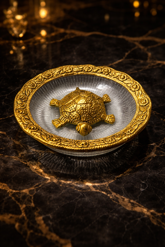 Premium Kachua Plate | Feng Shui Tortoise with Decorative Plate | Vastu Gift