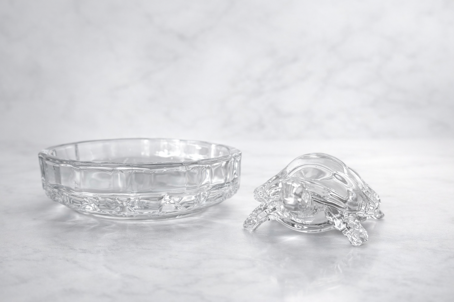 Crystal Glass Turtle Showpiece & Decorative Tray Set 🐢