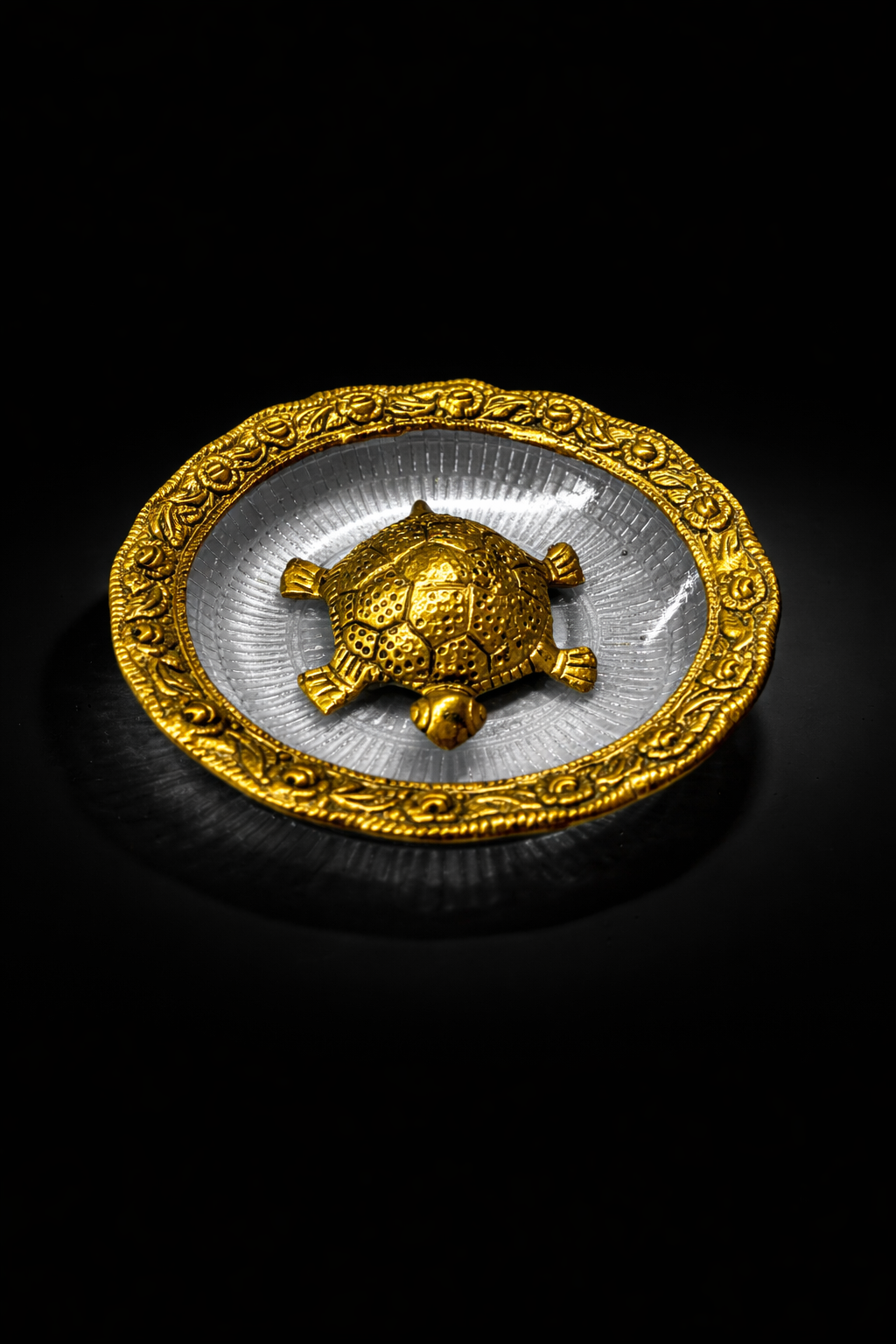 Premium Kachua Plate | Feng Shui Tortoise with Decorative Plate | Vastu Gift