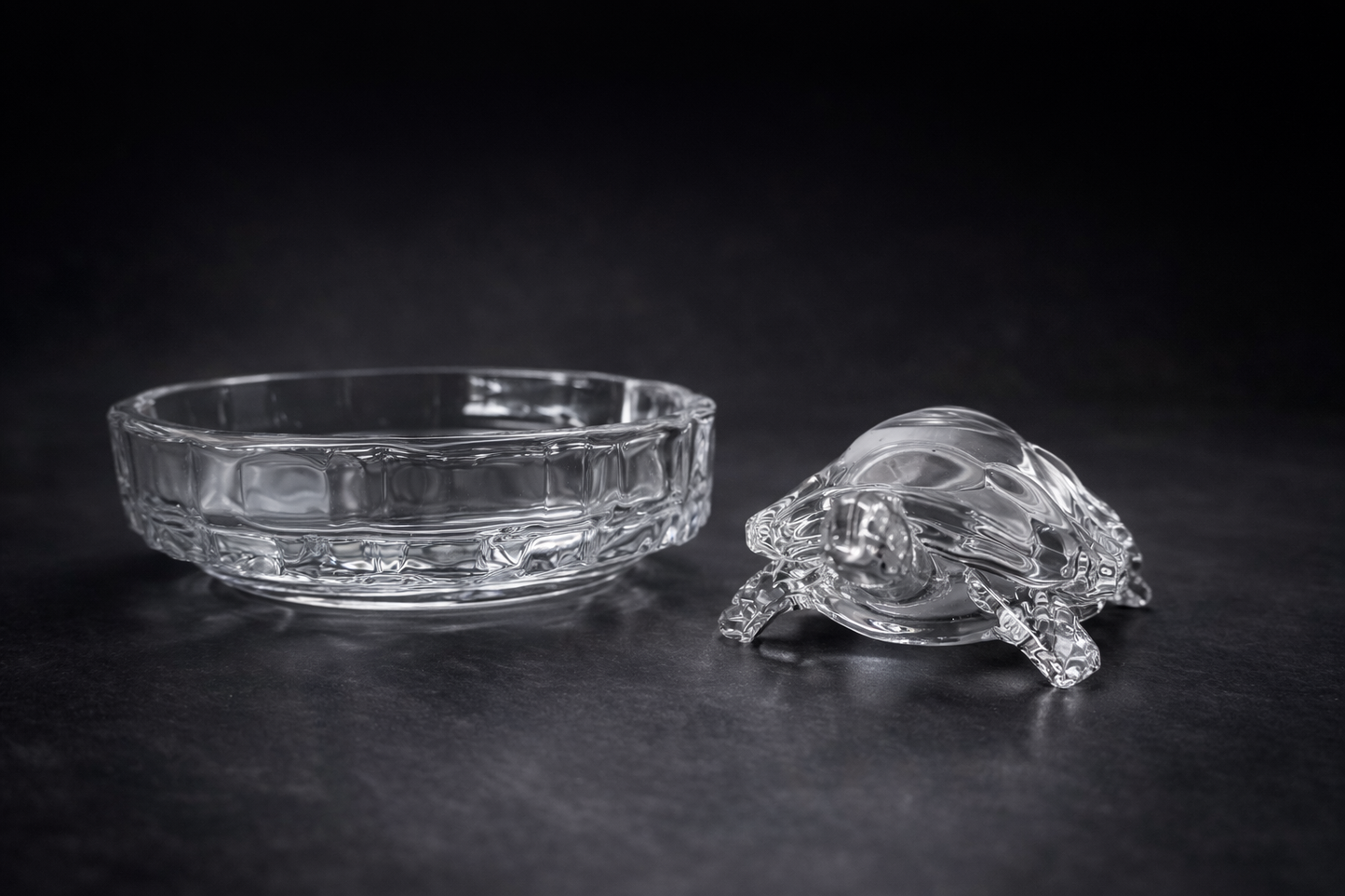 Crystal Glass Turtle Showpiece & Decorative Tray Set 🐢